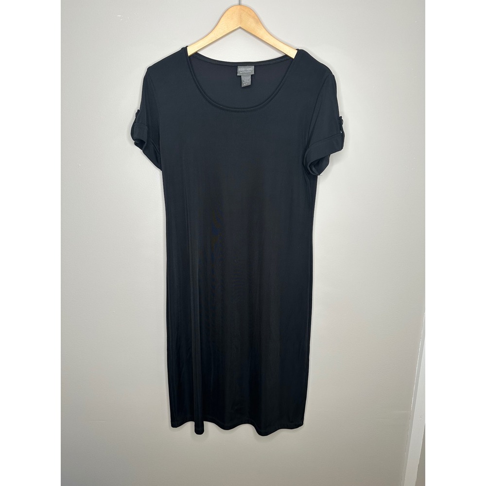 Additions by Chico's Black Knit Dress Short Sleeve Size 1‎ Career Casual